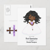 Carte Postale Première communion d'une fille noire (Devant / Derrière)