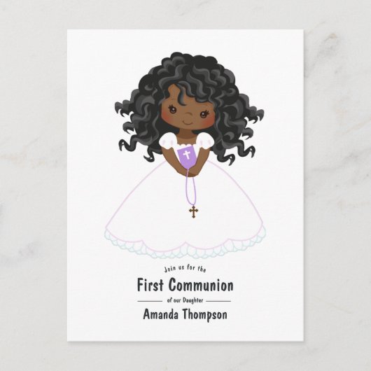 Carte Postale Première communion d'une fille noire (Devant)