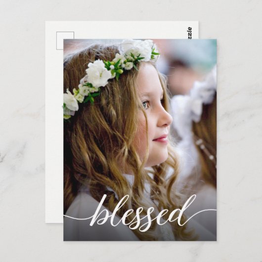 Carte Postale Première communion sainte Bienheureuse Script Phot (Devant / Derrière)