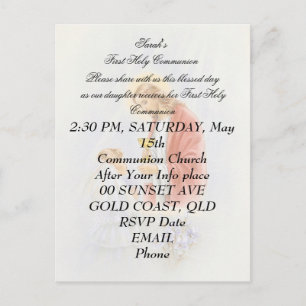 Carte Postale Première communion sainte pour fille