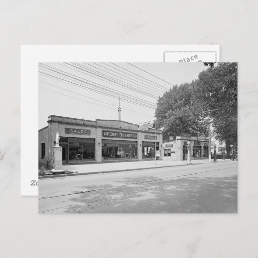 Carte Postale Première concession automobile, 1926 (Devant / Derrière)