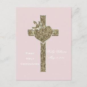 Carte Postale Première Croix de la Communion avec la colombe et 