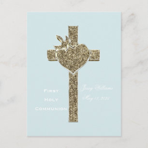 Carte Postale Première Croix de la Communion avec la colombe et