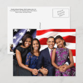 Carte Postale Première famille des États-Unis - Les Obama (Devant / Derrière)