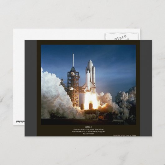 Carte Postale Première navette spatiale lancer STS-1 Columbia (Devant / Derrière)