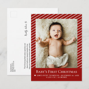 Carte Postale Première Noël de bébé Photo personnalisée de naiss