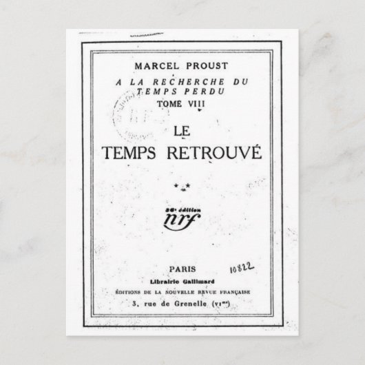 Carte postale : Première page du temps récupéré (Devant)