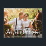 Carte Postale Première photo de la mariée de Noël<br><div class="desc">Notre première carte postale photo pour mariée et mariée de Noël</div>
