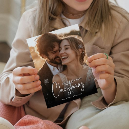 Carte Postale Première photo de Noël mariée