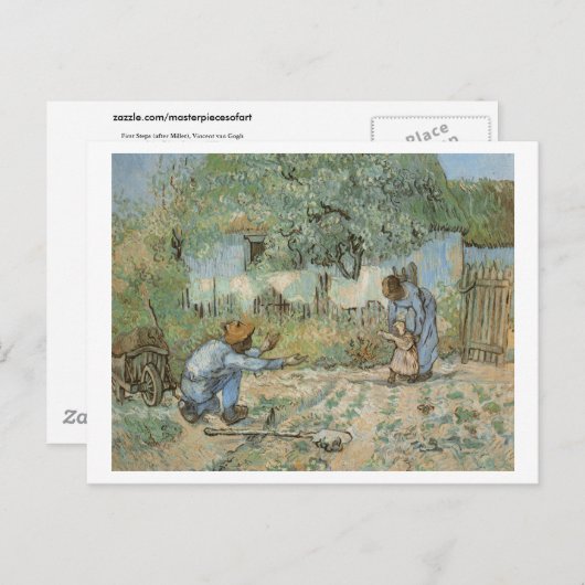 Carte Postale Premiers pas (après Millet) Van Gogh Fine Art (Devant / Derrière)