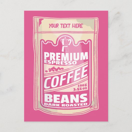 Carte Postale Premium espresso café haricots rose nourriture pop (Devant)
