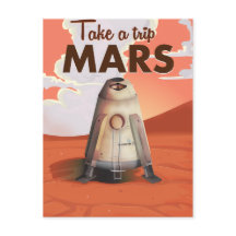 Prenez un voyage vers Mars affiche de voyage vinta