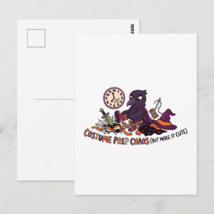 Carte Postale Préparation de costume de corbeau drôle Chaos Desi