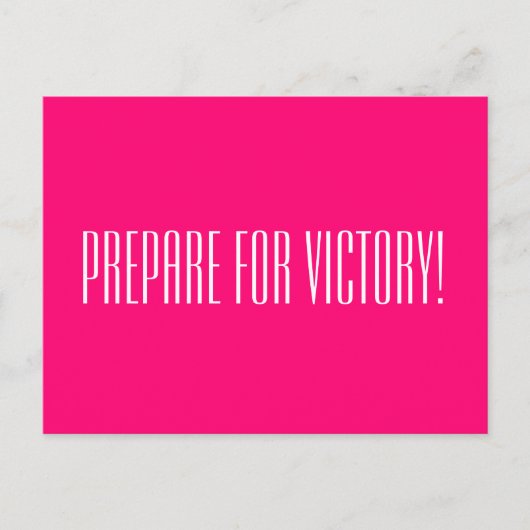 Carte Postale PRÉPARER LA Citation positive VICTOIRE Rose chaud (Devant)