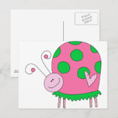 Carte Postale Preppy Lil Rose et Green Ladybug (Devant / Derrière)