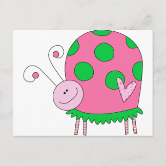 Carte Postale Preppy Lil Rose et Green Ladybug