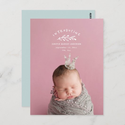 Carte Postale Présentation du faire-part de naissance photo de b (Devant / Derrière)