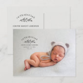 Carte Postale Présentation du faire-part de naissance photo de b (Devant / Derrière)
