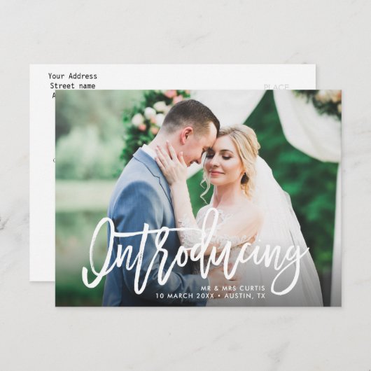 Carte Postale Présentation | faire-part du mariage de script de  (Devant / Derrière)