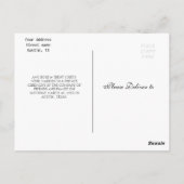 Carte Postale Présentation | faire-part du mariage de script de  (Dos)