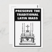 CARTE POSTALE PRÉSERVER LA MESSE LATINE TRADITIONNELLE CATHOLIQU (Devant / Derrière)