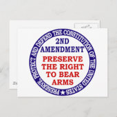 Carte Postale Préserver le droit de porter des armes ( 2e amende (Devant / Derrière)