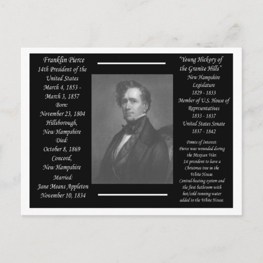 Carte Postale Président Franklin Pierce (Devant)