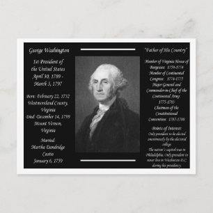 Carte Postale Président George Washington