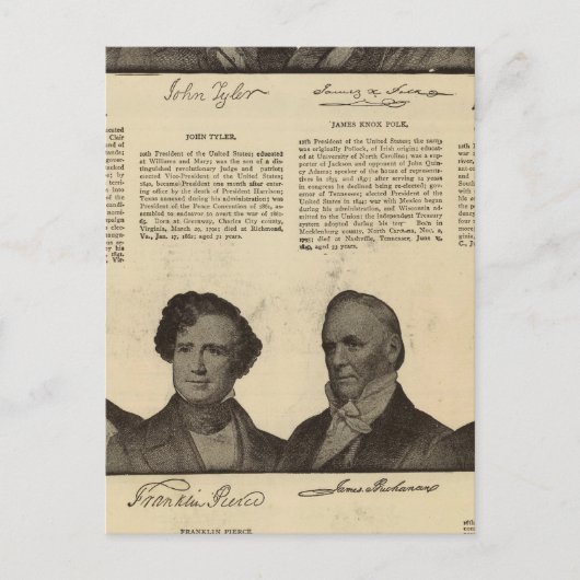 Carte Postale Présidents US, autographes, biographies (Devant)