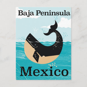 Carte Postale presqu'île de Basse-Californie affiche de voyage a