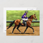 Carte Postale Prêt à courir - Race Horse Painting (Devant / Derrière)