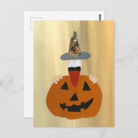 Carte Postale Prêt à la pompe orange prête pour Halloween (Devant / Derrière)