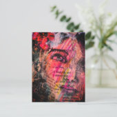 Carte Postale pretty and colorful abstract face mixed media (Debout devant)