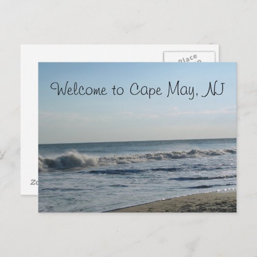 Carte Postale Pretty Beach & Sand Cape May, NJ (Devant / Derrière)