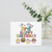 Carte Postale Pretty Cupcakes 3e Anniversaire Tshirts et cadeaux (Debout devant)