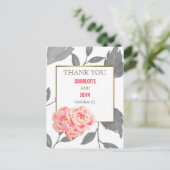 Carte Postale Pretty Peonies Floral moderne Merci notes (Debout devant)