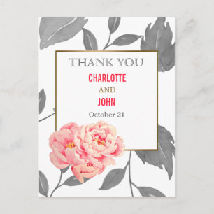 Carte Postale Pretty Peonies Floral moderne Merci notes