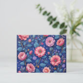 Carte Postale Pretty pink floral pattern (Debout devant)