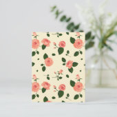 Carte Postale Pretty Pink Roses Pastel Pink Pattern (Debout devant)