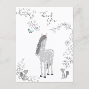 Carte Postale Pretty Pony and Squirrels Woodland Horse Thank You