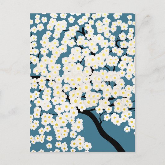 Carte Postale Pretty White Flowers Blossom Tree Art (Devant)