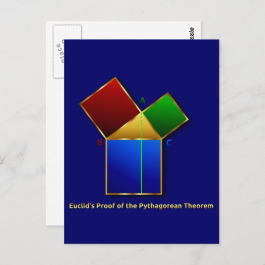 Carte Postale Preuve Euclide du théorème Pythagore. (Devant / Derrière)