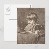 Carte Postale Priant avant le repas (Devant / Derrière)