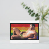 Carte Postale PRIDE Rooftop Hunk - peinture originale (Debout devant)
