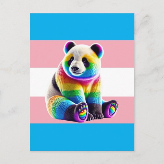 Carte Postale Pride transgenre Flag with Rainbow Panda (Devant)