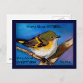 CARTE POSTALE PRIE : PAS D'INQUIÉTUDE : BIBLE : OISEAU (Devant / Derrière)