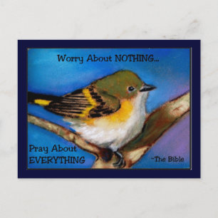 CARTE POSTALE PRIE : PAS D'INQUIÉTUDE : BIBLE : OISEAU