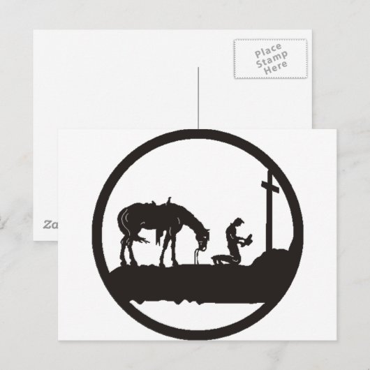 Carte Postale prier cowboy (Devant / Derrière)