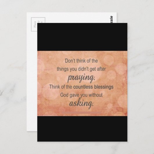 Carte Postale Prière (Devant / Derrière)