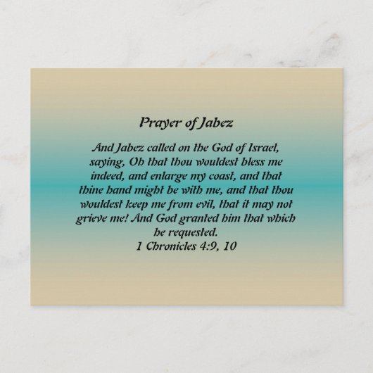 Carte Postale Prière de Jabez (Devant)